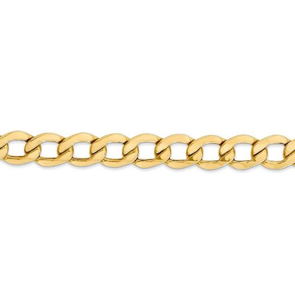 Men's 8mm, 14k Yellow Gold, Hollow Curb Link Chain Necklace, 20 Inch - Picture 4 of 8